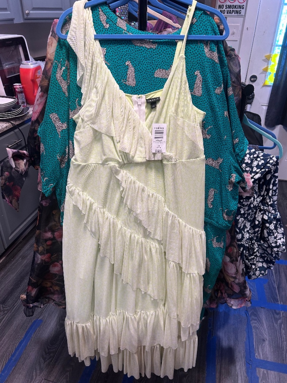 Torrid Lime Green and White Ruffle Dress 1x BNWT